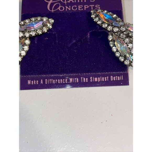 NWT Vintage Cathy's Concepts Aurora Borealis Rhinestone Dangle Drop Earrings A81 - Picture 3 of 8